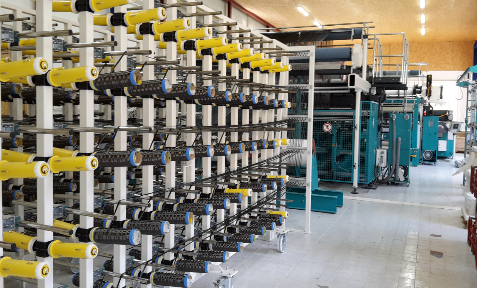 Carbon fiber weaving process close-up